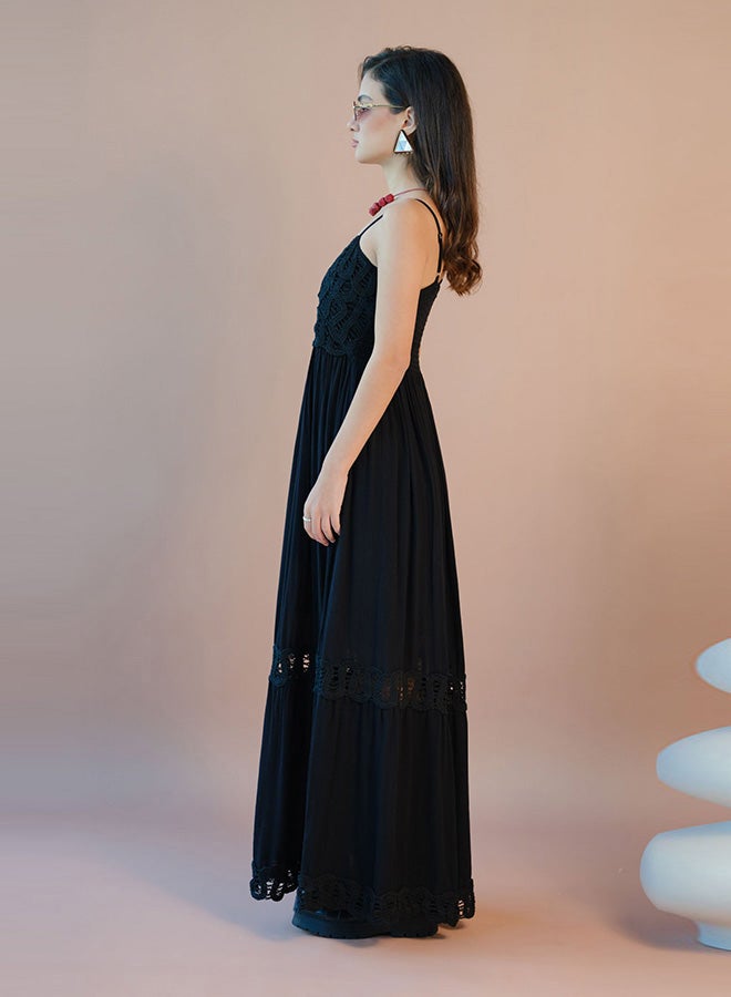 Virgio VIRGIO 100% Viscose Maxi Dress Strappy Lace Style - Image 4