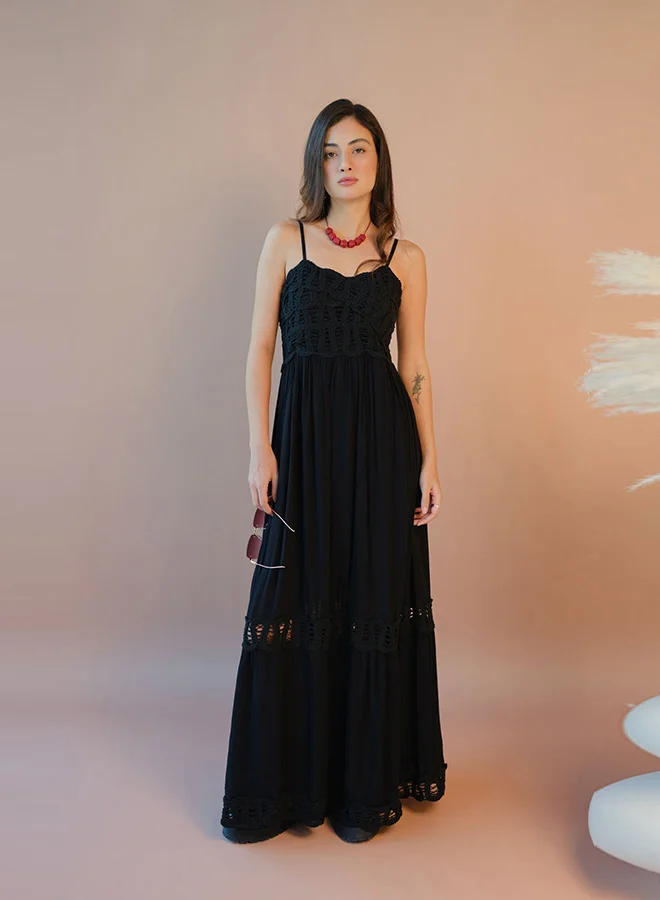 Virgio VIRGIO 100% Viscose Maxi Dress Strappy Lace Style