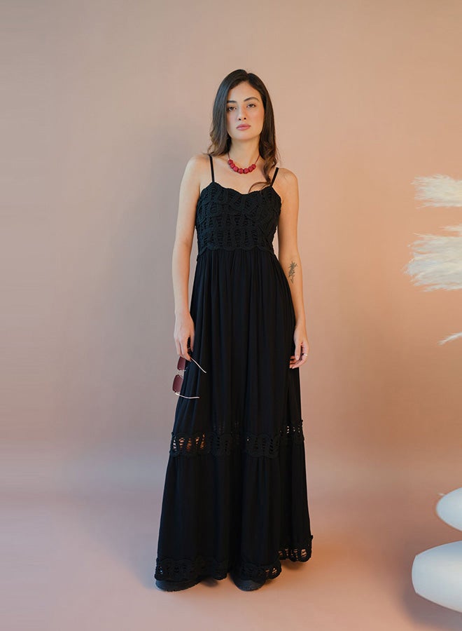 Virgio VIRGIO 100% Viscose Maxi Dress Strappy Lace Style - Image 2