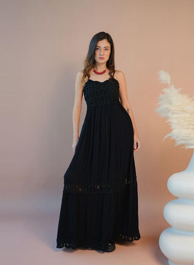 Virgio VIRGIO 100% Viscose Maxi Dress Strappy Lace Style - Image 1