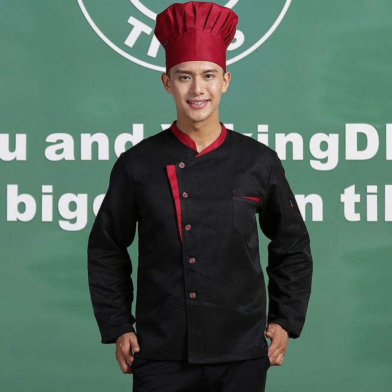Professional Chef Coat Long Sleeve Kitchen Uniform - Black XL, Breathable Spandex Blend, Wrinkle Resistant, for Restaurant, Bakery, Hotel Workers - Image 5