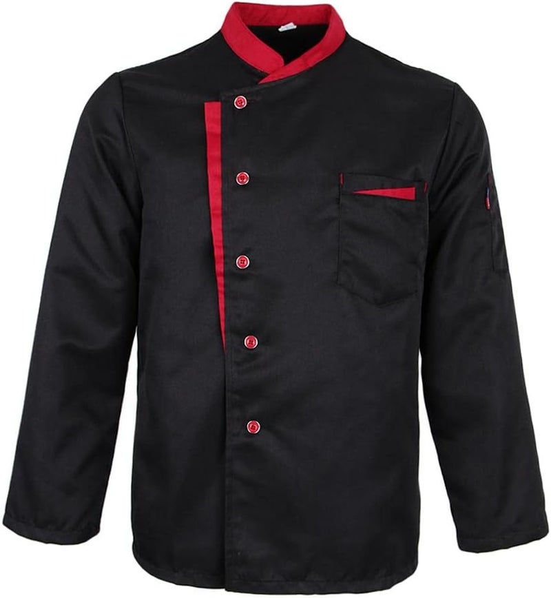 Professional Chef Coat Long Sleeve Kitchen Uniform - Black XL, Breathable Spandex Blend, Wrinkle Resistant, for Restaurant, Bakery, Hotel Workers - Image 2