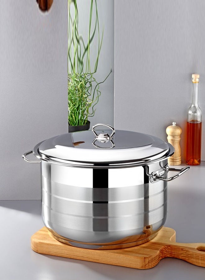 Gastro Stainless Steel Cooking Pot With Lid 18/10 Silver 34cm - Image 3