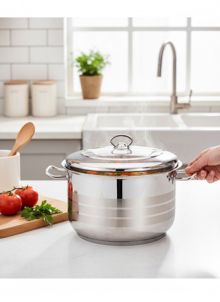 Gastro Stainless Steel Cooking Pot With Lid 18/10 Silver 34cm - Image 4