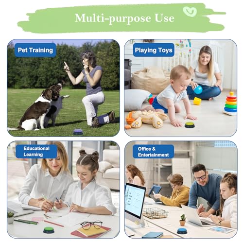 Gelabur Set of 4 Dog Buttons for Communication, Voice Recordable Buttons for Classroom, Dog Training Talking Buttons Starter Set, Pet Easy Speaking Buttons Tools - Image 5