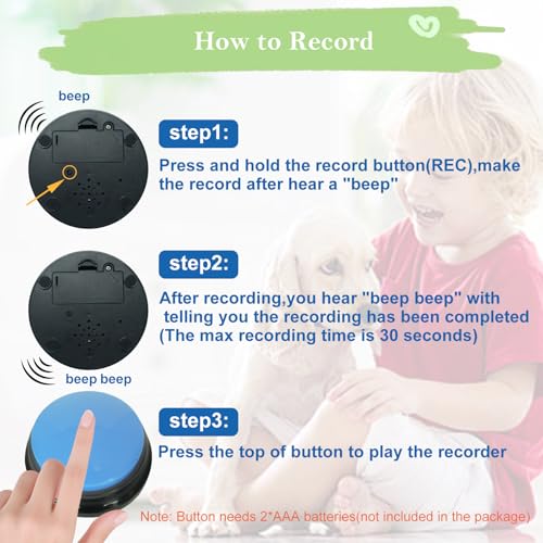 Gelabur Set of 4 Dog Buttons for Communication, Voice Recordable Buttons for Classroom, Dog Training Talking Buttons Starter Set, Pet Easy Speaking Buttons Tools - Image 4