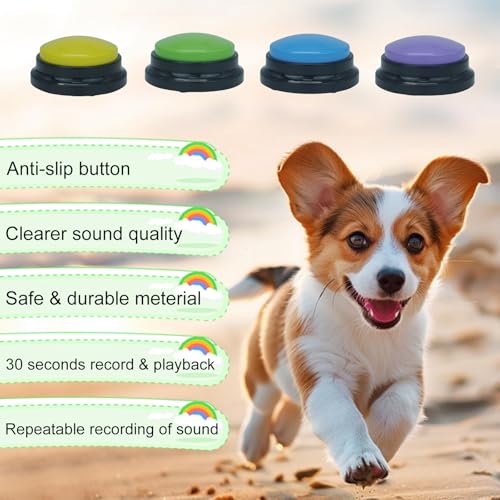 Gelabur Set of 4 Dog Buttons for Communication, Voice Recordable Buttons for Classroom, Dog Training Talking Buttons Starter Set, Pet Easy Speaking Buttons Tools - Image 3