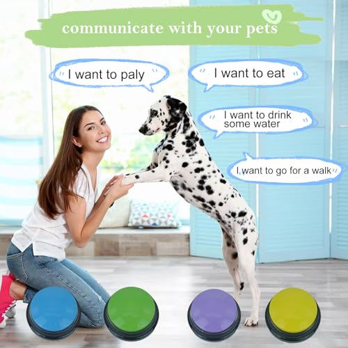 Gelabur Set of 4 Dog Buttons for Communication, Voice Recordable Buttons for Classroom, Dog Training Talking Buttons Starter Set, Pet Easy Speaking Buttons Tools - Image 2
