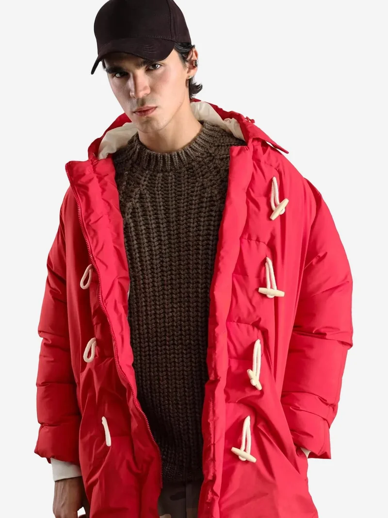 جيستو GIESTO Thick Hooded Long Puffe Coat with Pockets