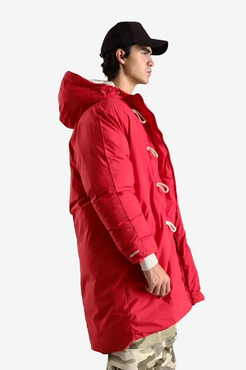 Giesto Red GIESTO Thick Hooded Long Puffe Coat with Pockets for Men | Best Price UAE