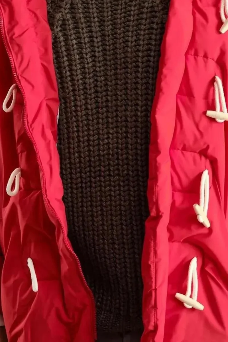 Giesto Red GIESTO Thick Hooded Long Puffe Coat with Pockets for Men | Best Price UAE