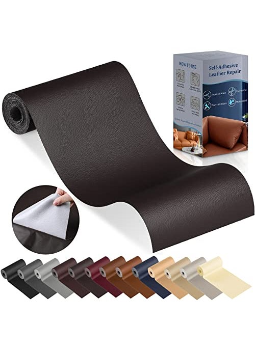 YAFLC YAFLC Leather Repair Patch for Furniture 4 x 63 Self Adhesive Leather Repair Kit Vinyl Repair Tape for Car Seat Sofa Jackets Couches Chair Dark Charcoal Brown 