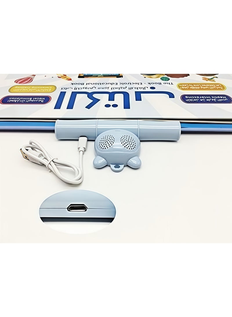 2-in-1 Arabic English Sound d Book Interactive Talking Book Early Educational Reading Toy for Toddlers Boys Girls with Rich Contents, USB Charging, Touch & Read Electronic Educational Book with Sound - Image 4