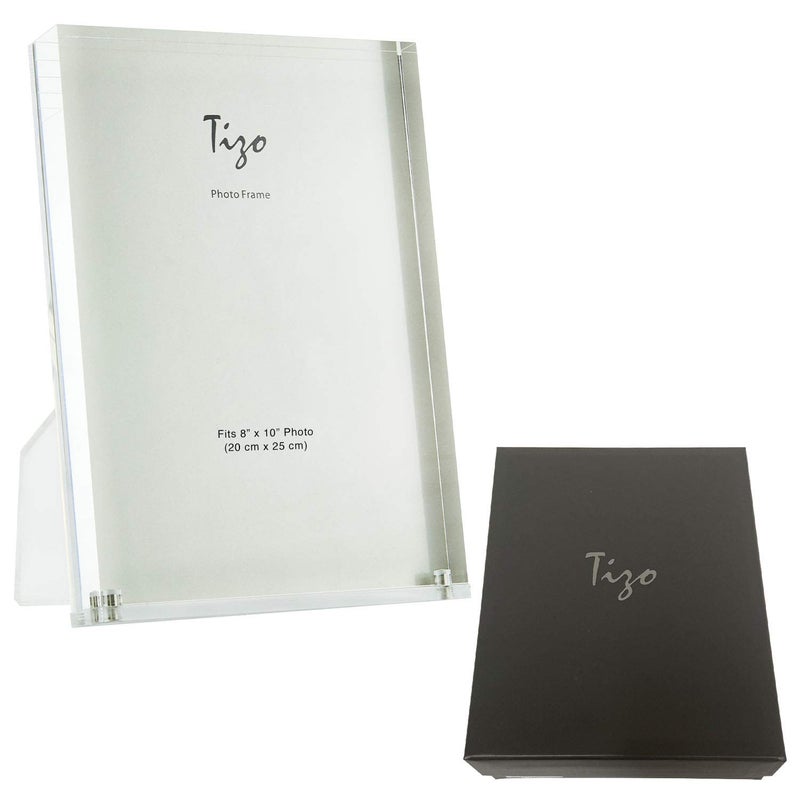 TIZO Design Vertical 8x10 Lucite Picture Frame  Durable 1 Inch Thick Clear Lucite Magnetic Closures  Elegant & Practical Boutique Quality Photo Frame (Multiple Colors Available) (With Gift Box) - Image 1