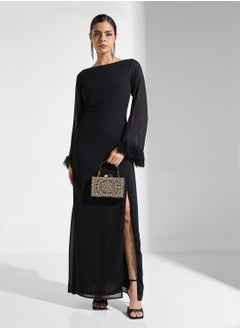 Feathered Sleeve Knitted Dress - pzsku/ZB60726E2DDEECDE811C3Z/45/_/1735905155/f7ca5a13-2b73-4646-8940-ee2d60cec348