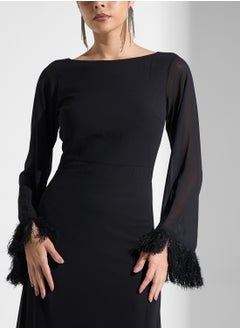 Feathered Sleeve Knitted Dress - pzsku/ZB60726E2DDEECDE811C3Z/45/_/1735905223/4ff85757-5b5c-4d0f-a970-285476fe5372