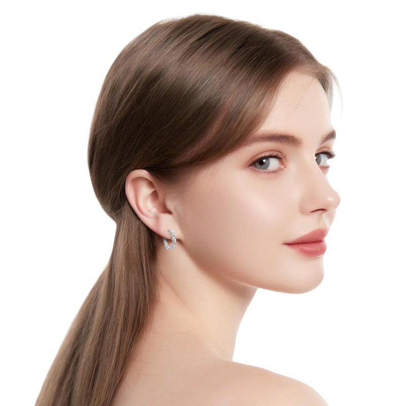 WMM Pearl Chunky Hoop Earrings Sterling Silver Pearl Twisted Huggie Earrings for Women, Dainty Pearls Dangle Earrings Trendy Jewelry Gift - Image 4