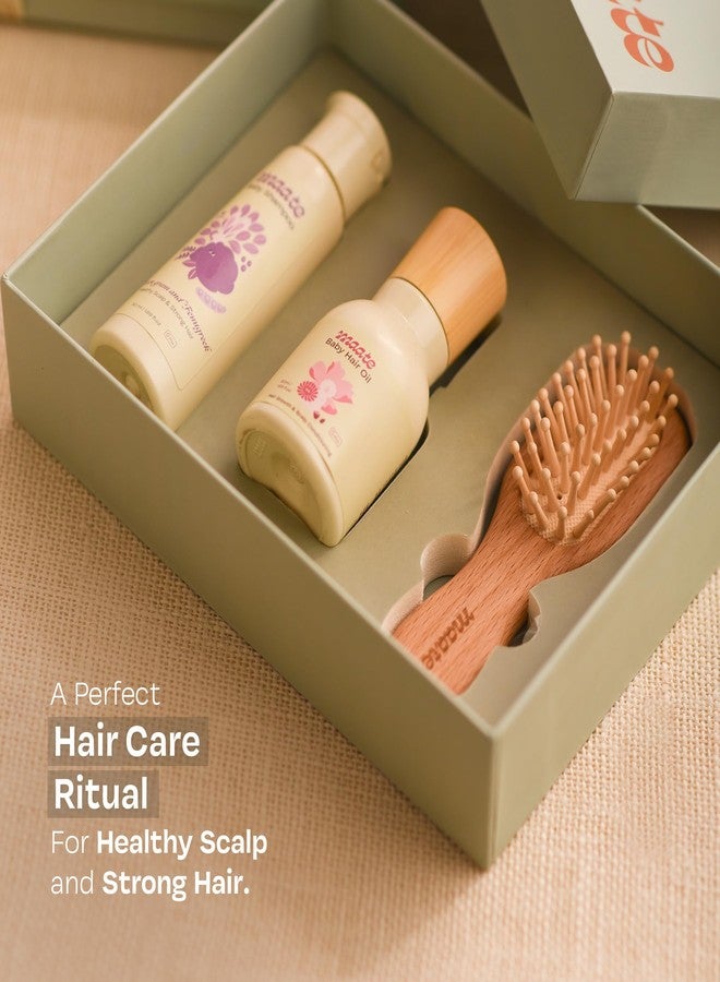 Maate Baby Hair Care Ritual Gift Box | Baby Hair Oil, Baby Shampoo & Baby Wooden Hair Brush | Baby Hair Care Kit | Natural & Vegan - Image 3