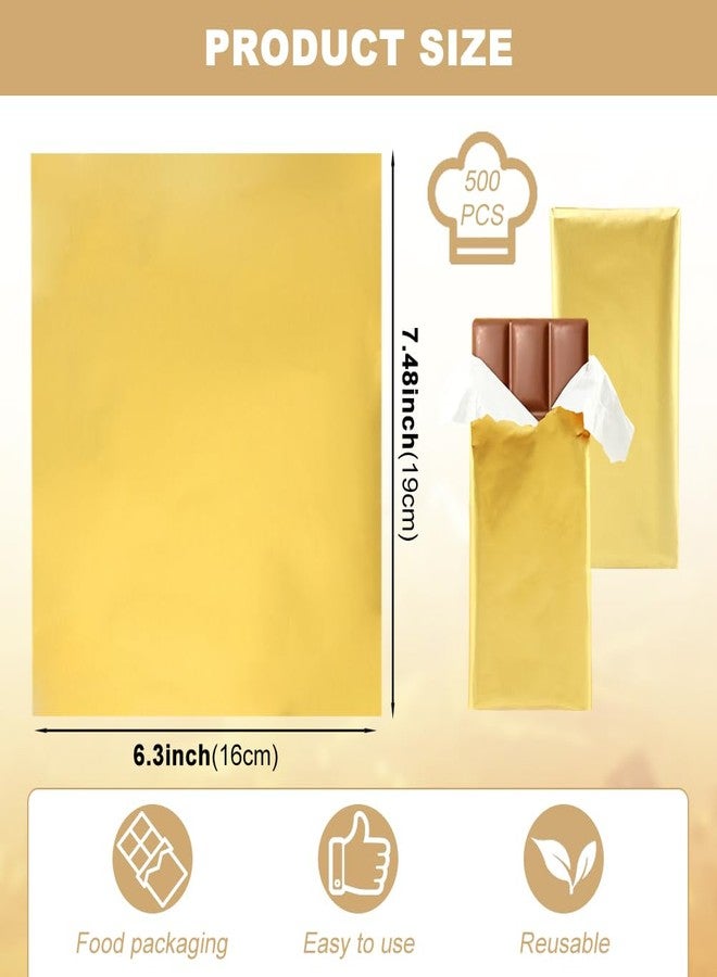 Ranjaner 500 Pcs Chocolate Candy Wrappers, 6.3 X 7.5 Inch Gold Chocolate Wrapping Paper with Thick Paper Backing, Homemade Candy Wrappers for Chocolate Bars DIY Packing Gifts - Image 2