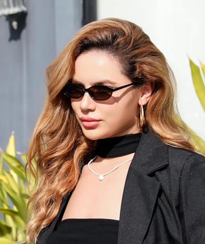 FEISEDY Retro Oval Cat Eye Sunglasses for Women 90s Narrow Lightweight Shades Y2k Trendy Sunnies B0257 - Image 3