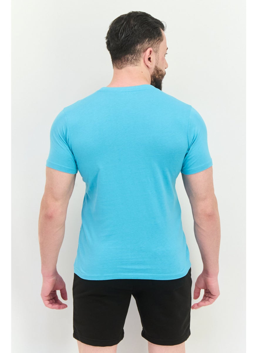 LOTTO Men Sportswear Fit Short Sleeve Outdoor T-Shirt, Turquoise  - Image 3