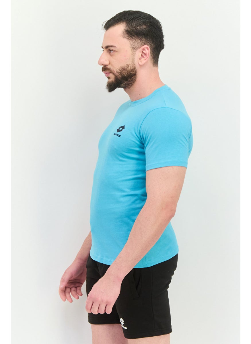 LOTTO Men Sportswear Fit Short Sleeve Outdoor T-Shirt, Turquoise  - Image 2