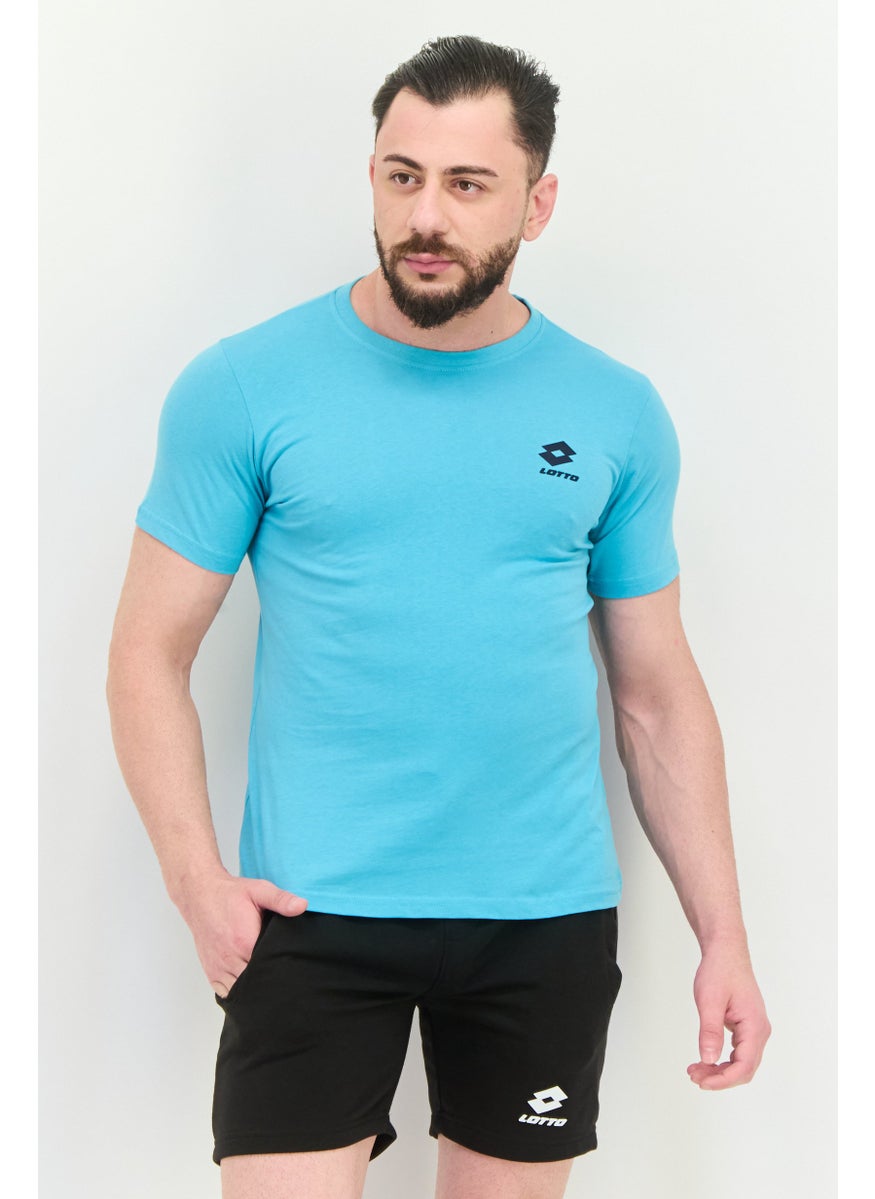 LOTTO Men Sportswear Fit Short Sleeve Outdoor T-Shirt, Turquoise  - Image 1