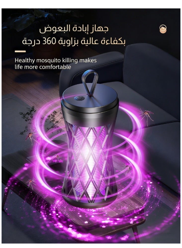 مصيدة حشرات كهربائية قابلة للشحن 3 في 1 من فيفب ، مصباح قاتل البعوض بأشعة UV 365 نانومتر وضغط 3000 فولت، سعة بطارية 2400 مللي أمبير، مصباح ليل ومصباح تخييم محمول، معلق أو يدوي للمنزل غرف النوم والتخييم الخارجي - Image 1