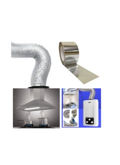 Shams Kitchen Chimney or Heater - Aluminum Thermal Expandable Flexible Chimney - Kitchen, Bathroom, Air Conditioner Ventilation Length (5m 5in+Adhesive)  - Image 1