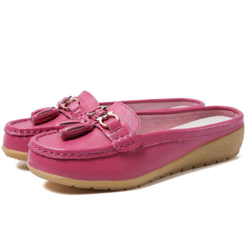 Soft-Soled Beanie Shoes For Women, Breathable Toe-Cap Slippers, Casual Wedge Heels, Tendon-Soled Mom Lazy Shoes, Large Size - Image 1