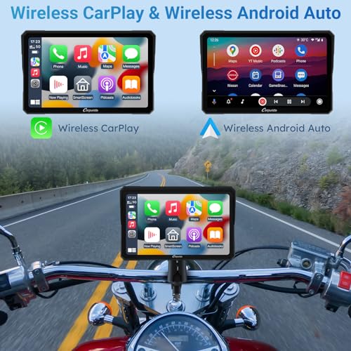 CARPURIDE W702 Motorcycle GPS Carplay Screen, Wireless CarPlay & Android Auto Car Stereo for Motorbike, 7" Waterproof Touchscreen, Dual Bluetooth, Siri,Navigation Screen - Image 2