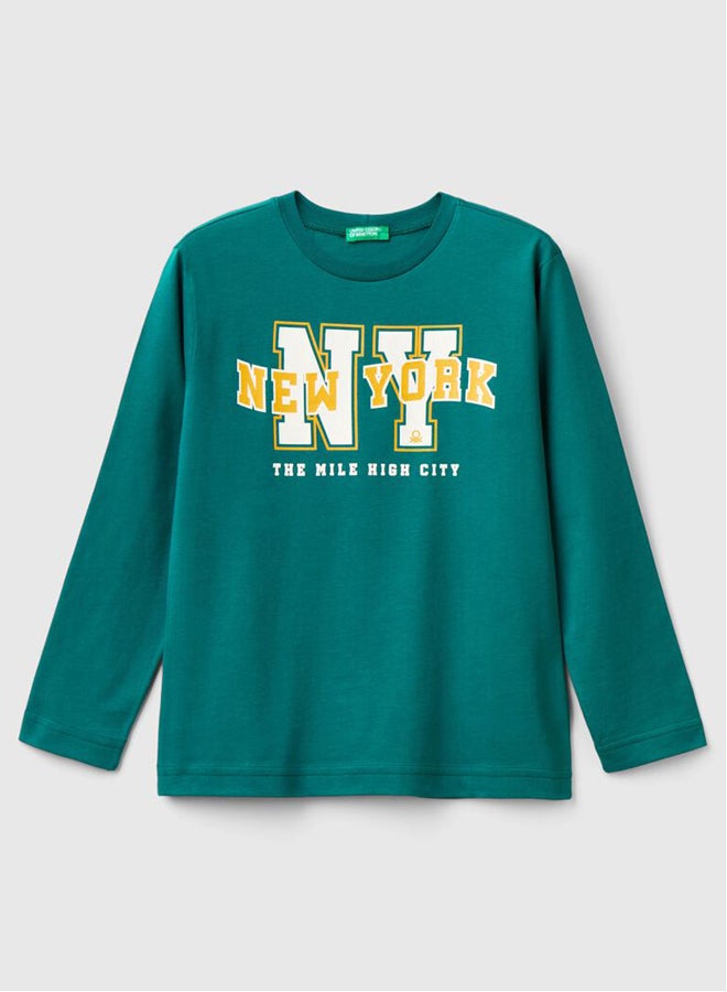 Benetton Boys NY Printed Long Sleeve T-Shirt - Image 4