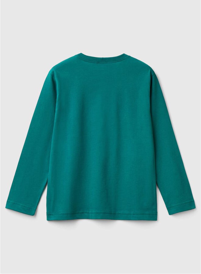 Benetton Boys NY Printed Long Sleeve T-Shirt - Image 2