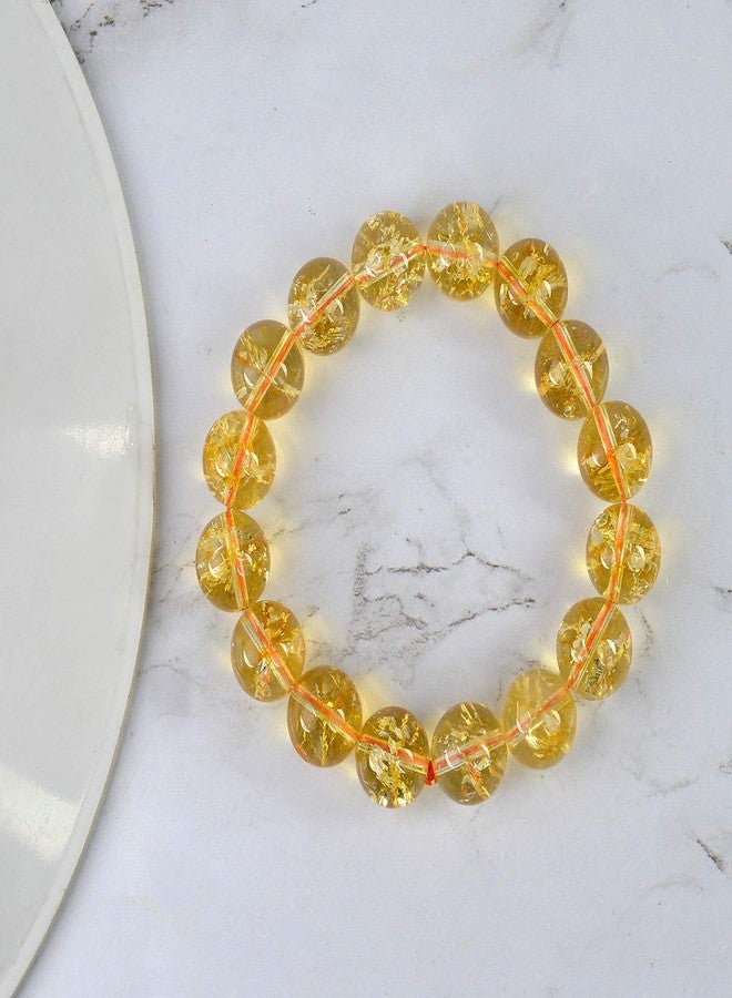 Crystu Original Natural Citrine Bracelet 12 mm Round Bead Bracelet for Wealth Protection - Image 4