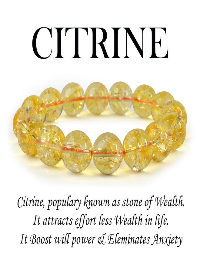 Crystu Original Natural Citrine Bracelet 12 mm Round Bead Bracelet for Wealth Protection - Image 3