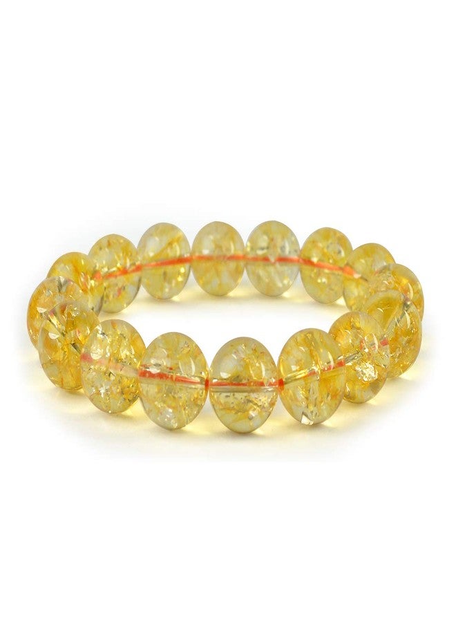 Crystu Original Natural Citrine Bracelet 12 mm Round Bead Bracelet for Wealth Protection - Image 1