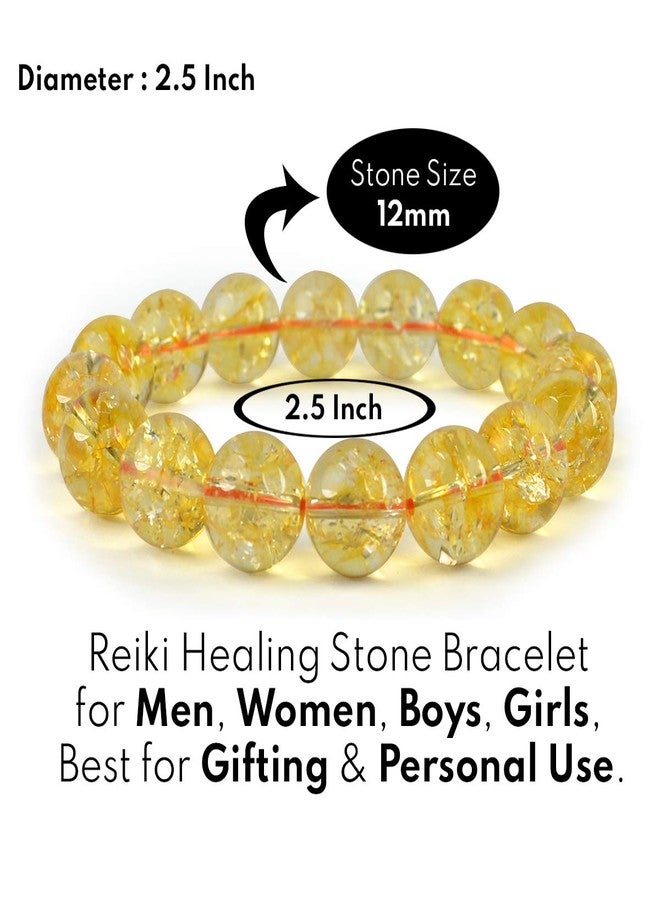 Crystu Original Natural Citrine Bracelet 12 mm Round Bead Bracelet for Wealth Protection - Image 5