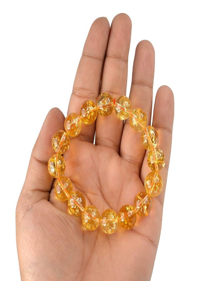 Crystu Original Natural Citrine Bracelet 12 mm Round Bead Bracelet for Wealth Protection - Image 2