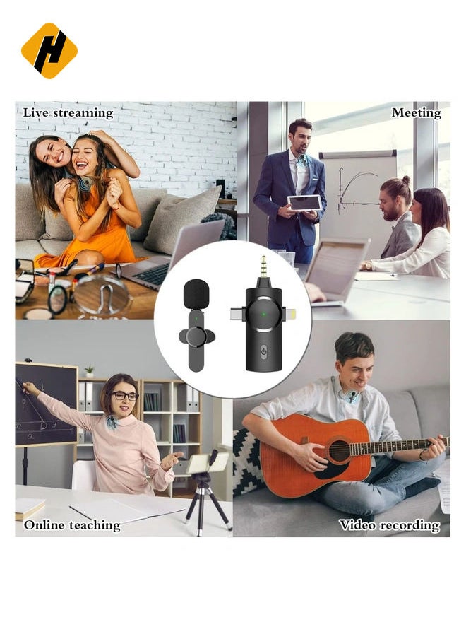 هوها الميكروفون اللاسلكي ، ميكروفون طية صدر السترة 3-in-1 لكاميرا iPad iPad Android للتسجيل ، YouTube ، Tiktok ، دفق Facebook Live ، Mointuction Auto Sync (لا يوجد تطبيق أو Bluetooth مطلوب)  - Image 5