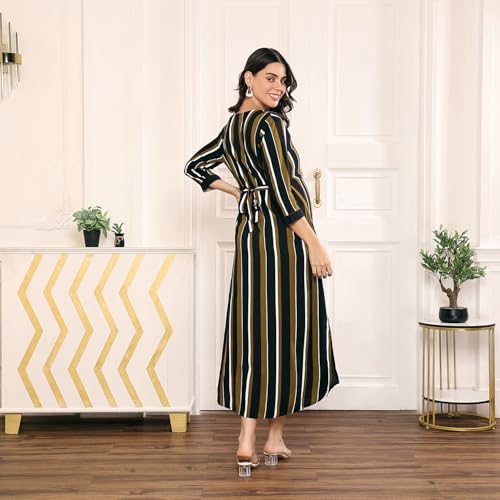 MomToBe Women's Rayon Maternity Dress/Pregnancy Dress/Easy Breastfeeding Dress/Western Dress with Zippers for Nursing Pre and Post Pregnancy (Green::Black, Medium) - Image 4