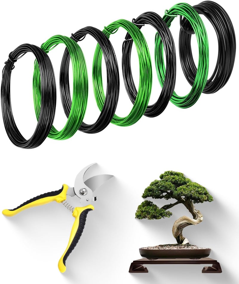 MOSFiATA Bonsai Wire Kit 8Pcs, 7 Roll Aluminum Bonsai Training Wire Coils with Cutter Set -1/1.5/2.0/3.0mm Multiple Sizes Bonsai Accessories for Bonsai Trees Branch Control Plant Shaping - Image 1