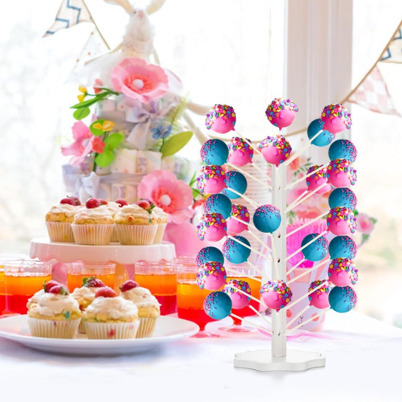 AVLA 2 Pack Wood Cake Pop Stand, 49 Hole Wooden Lollipop Tree Stand, Candy Table Display Decorative Dessert Stand for Party, Wedding, Birthday, Anniversaries, Sturdy and Easy to Assemble - Image 5