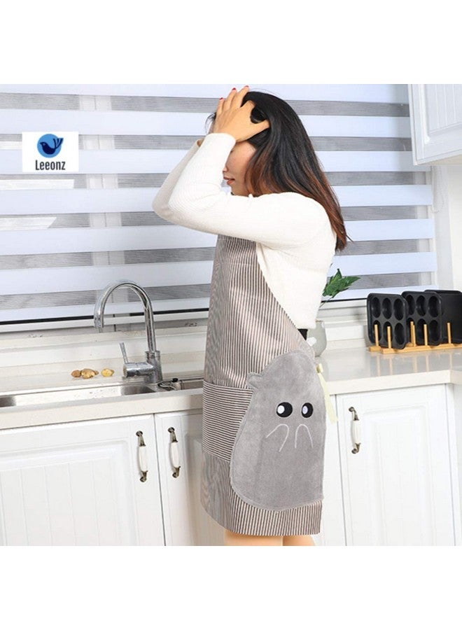 Leeonz Cooking Apron | Adjustable Waterproof Chef Apron With Pocket And 2 Side Coral Velvet Towels For Hands Wiping Quilt For Home Kitchen, Grill, Restaurant (Brown(Coffee), Pack Of 1) - Image 2