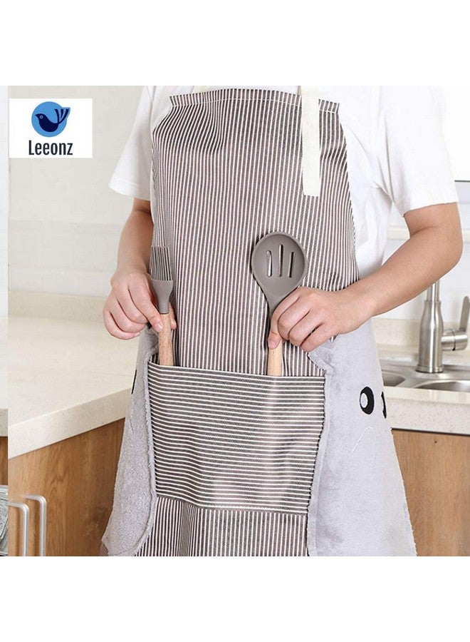 Leeonz Cooking Apron | Adjustable Waterproof Chef Apron With Pocket And 2 Side Coral Velvet Towels For Hands Wiping Quilt For Home Kitchen, Grill, Restaurant (Brown(Coffee), Pack Of 1) - Image 5
