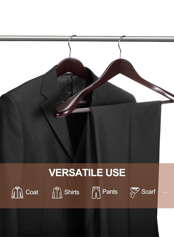 DUNISO 4-Pack High-Grade Coat Hangers, Cherry Wood Wide Shoulder Wooden Hangers with Non Slip Pants Bar, Smooth Retro Finish 360° Swivel Hook Solid Wood Coat Hangers for Heavy Clothes Hanger - Image 4