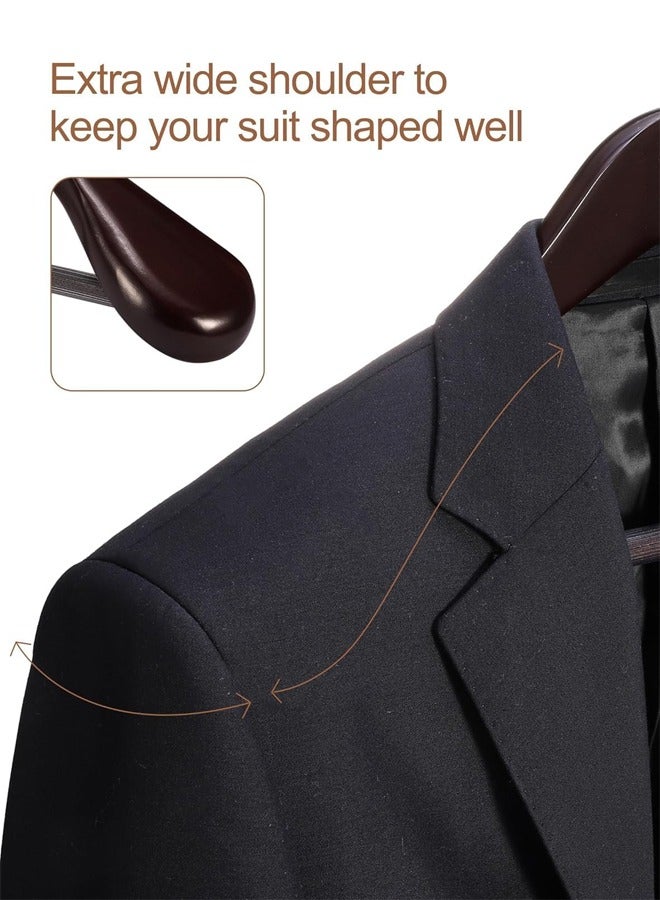 DUNISO 4-Pack High-Grade Coat Hangers, Cherry Wood Wide Shoulder Wooden Hangers with Non Slip Pants Bar, Smooth Retro Finish 360° Swivel Hook Solid Wood Coat Hangers for Heavy Clothes Hanger - Image 5