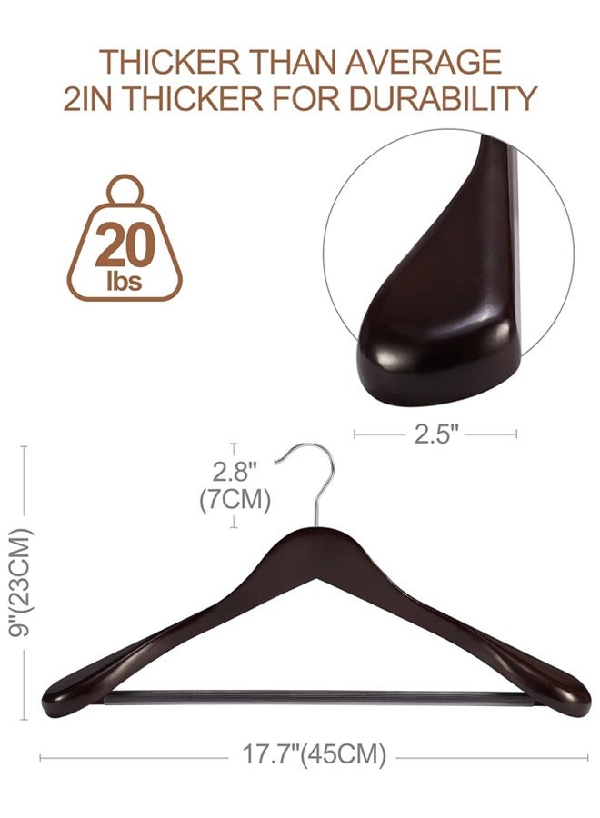 DUNISO 4-Pack High-Grade Coat Hangers, Cherry Wood Wide Shoulder Wooden Hangers with Non Slip Pants Bar, Smooth Retro Finish 360° Swivel Hook Solid Wood Coat Hangers for Heavy Clothes Hanger - Image 2