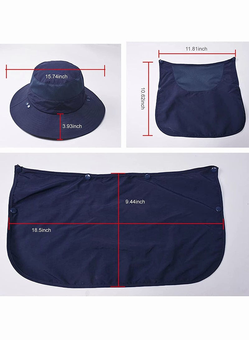 Generic Sun Cap With Removable Face Neck Cover Flap Wide Brim Fishing Hat Summer Outdoor Sun Protection Fishing Cap - Image 2