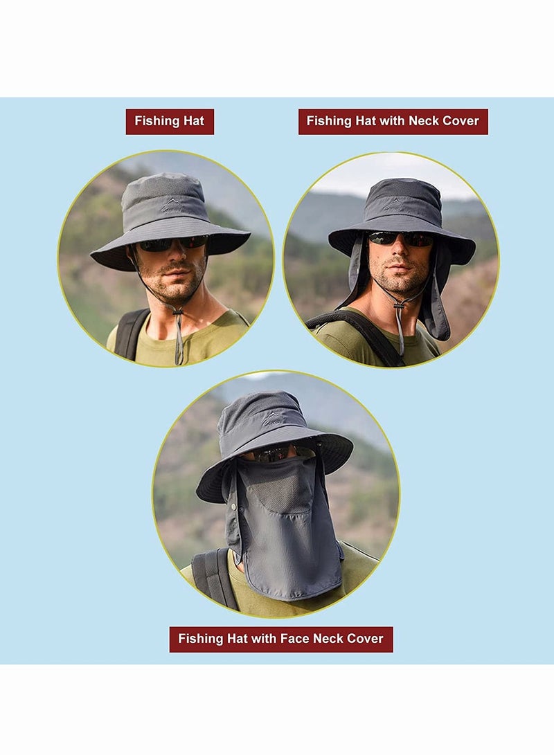 Generic Sun Cap With Removable Face Neck Cover Flap Wide Brim Fishing Hat Summer Outdoor Sun Protection Fishing Cap - Image 5