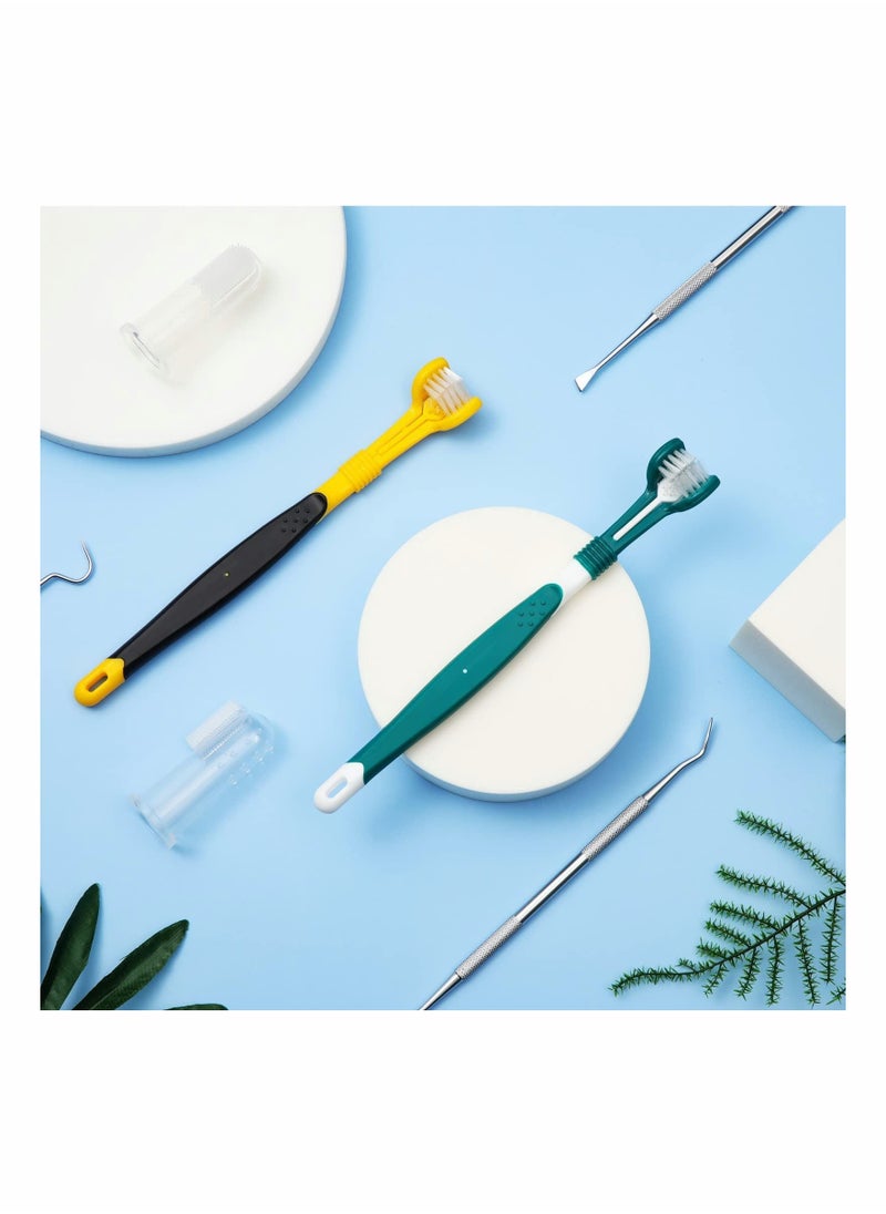 7 Pieces Dog Teeth Cleaning Kit Includes Dental Tooth Scaler and Scraper Stainless Steel Tarter Remover Scraper 3 Head Dog Toothbrush and Silicone Dog Finger Toothbrush Dog Plaque Remover Tools